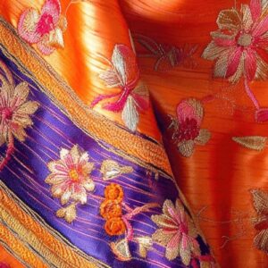 Banarasi Weaving Multi Brocade Silk Fabric Handmade