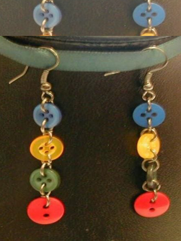 Quirky Trendy Multicolour Button Earrings